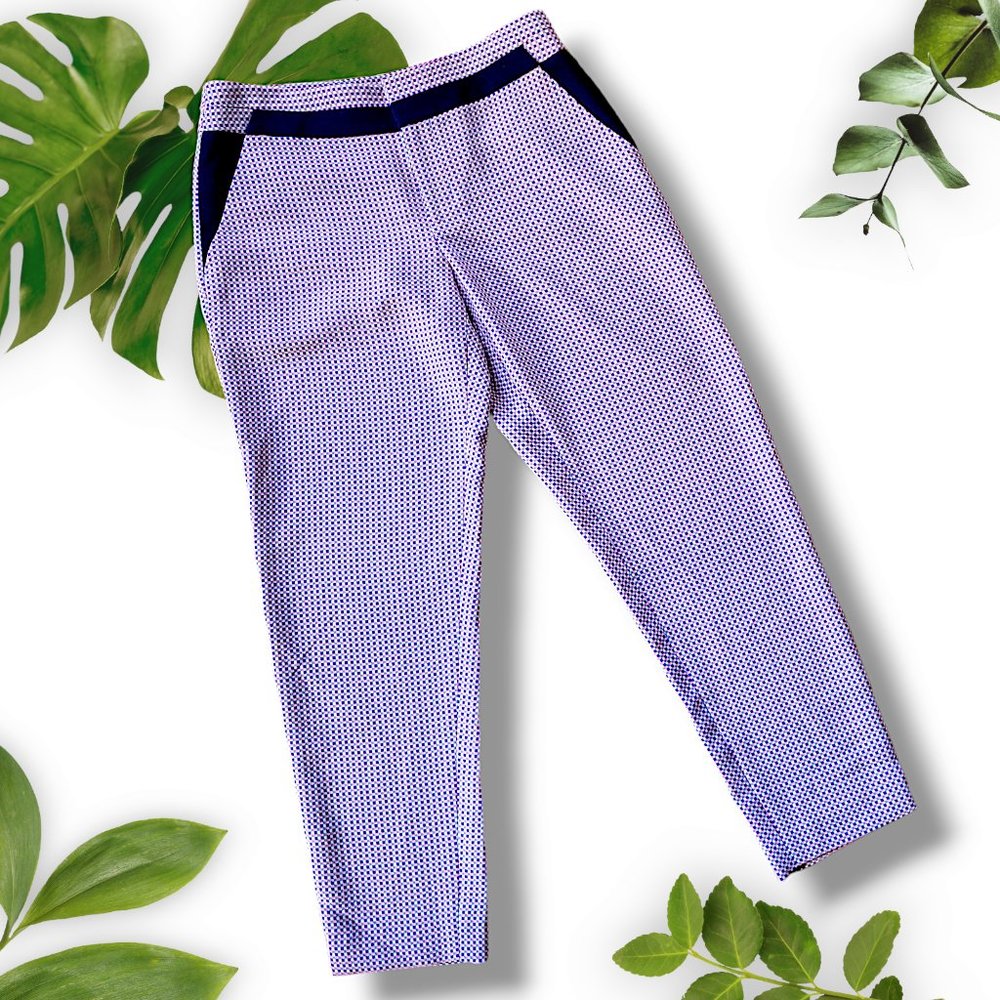 Club Monaco Pink Navy Print Dress Pant, Sz 6